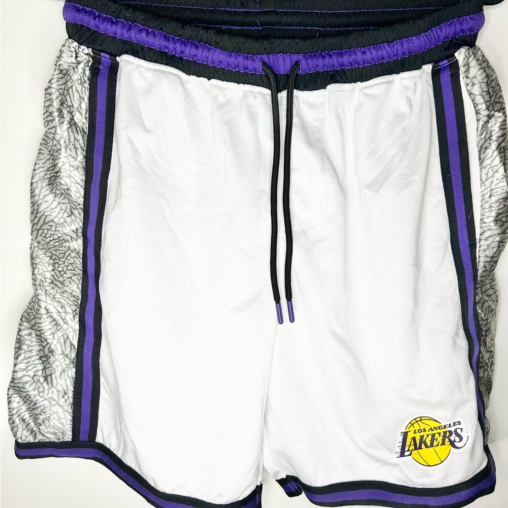Men Mitchell & Ness White/Purple NBA Los Angeles Lakers Swingman Shorts